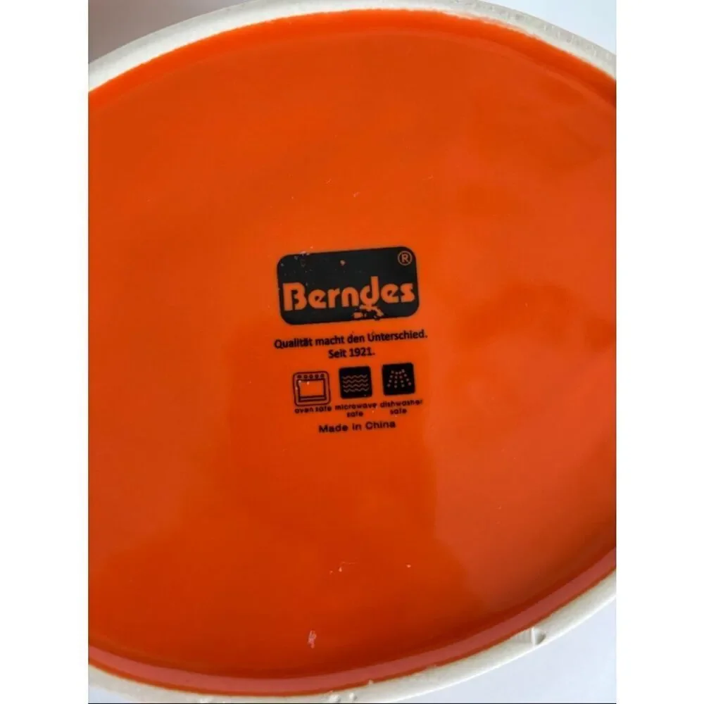 Berndes Germany Ceramic Oval Orange Casserole Dish With Lid